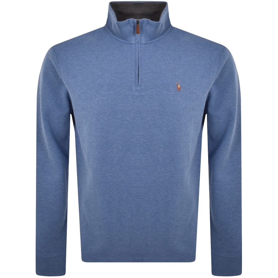 Blue quarter zip sweater shop